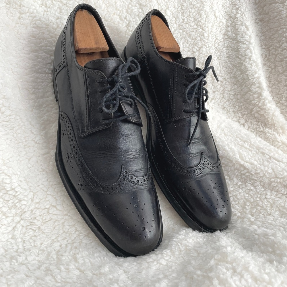 Coach Black Leather Mens Stockton Wingtip Oxfords Size 11.5